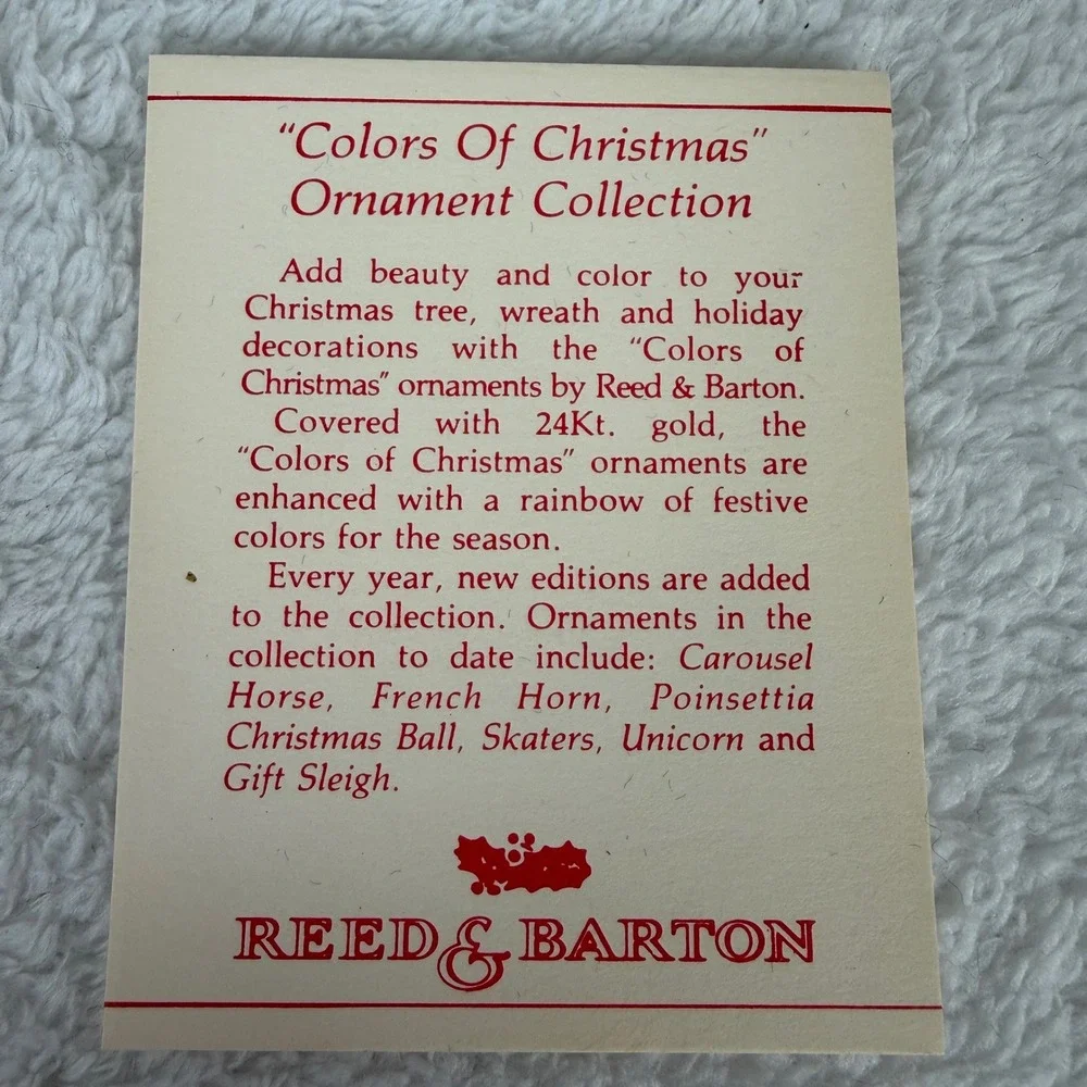 Reed &‎ Barton Colors Of Christmas Carousel Horse 24Kt Gold Covered Ornament